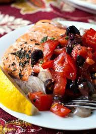 Salmon With Tomato Olive Relish