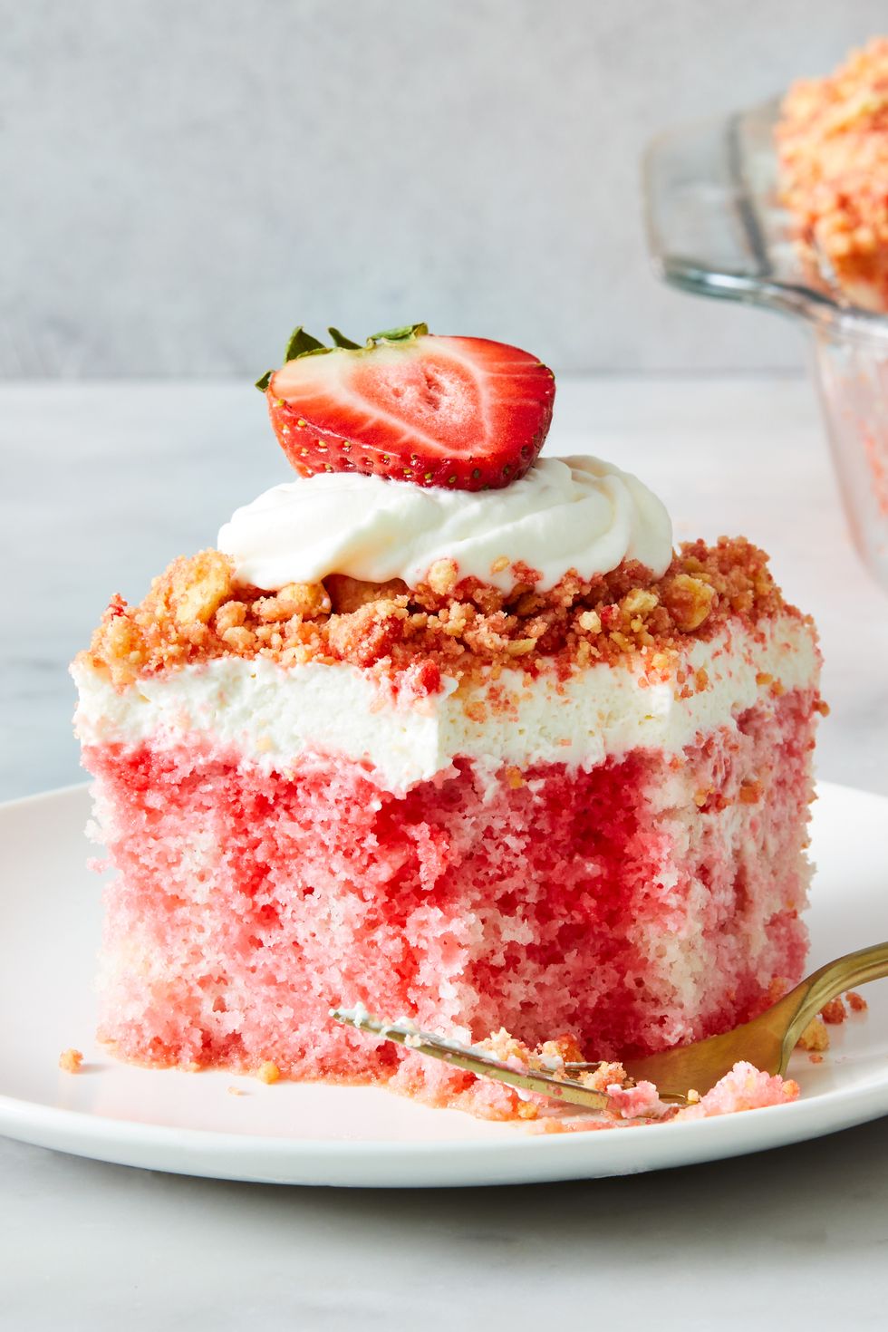 Strawberry Crunch Poke Cake