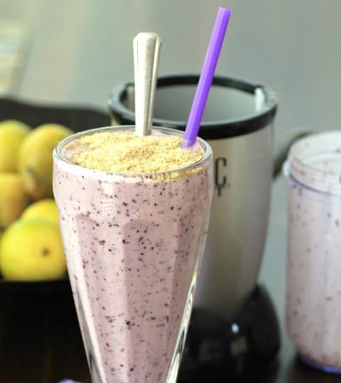 Blueberry Smoothie with Healthy Crumble Topping