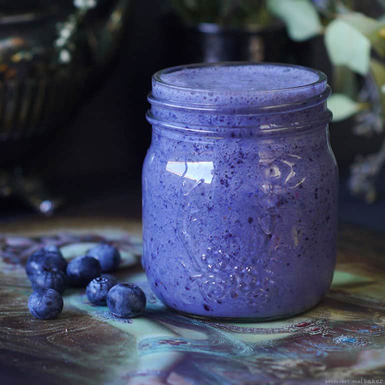 Blueberry Tahini Basil Smoothie