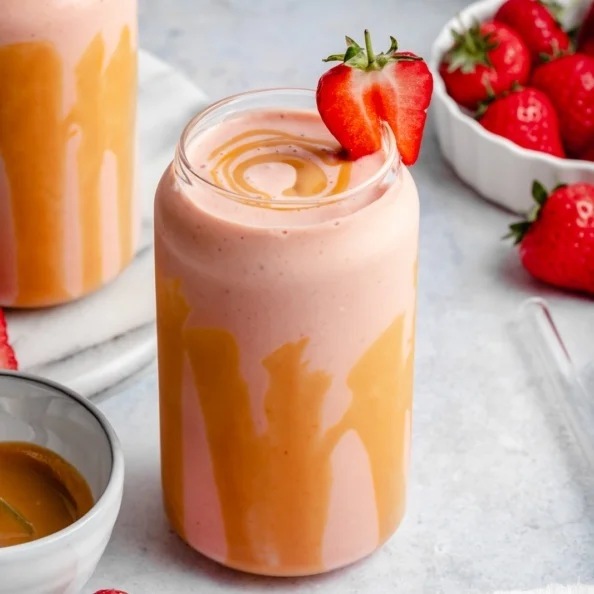 Knock You Naked Peanut Butter Strawberry Banana Smoothie