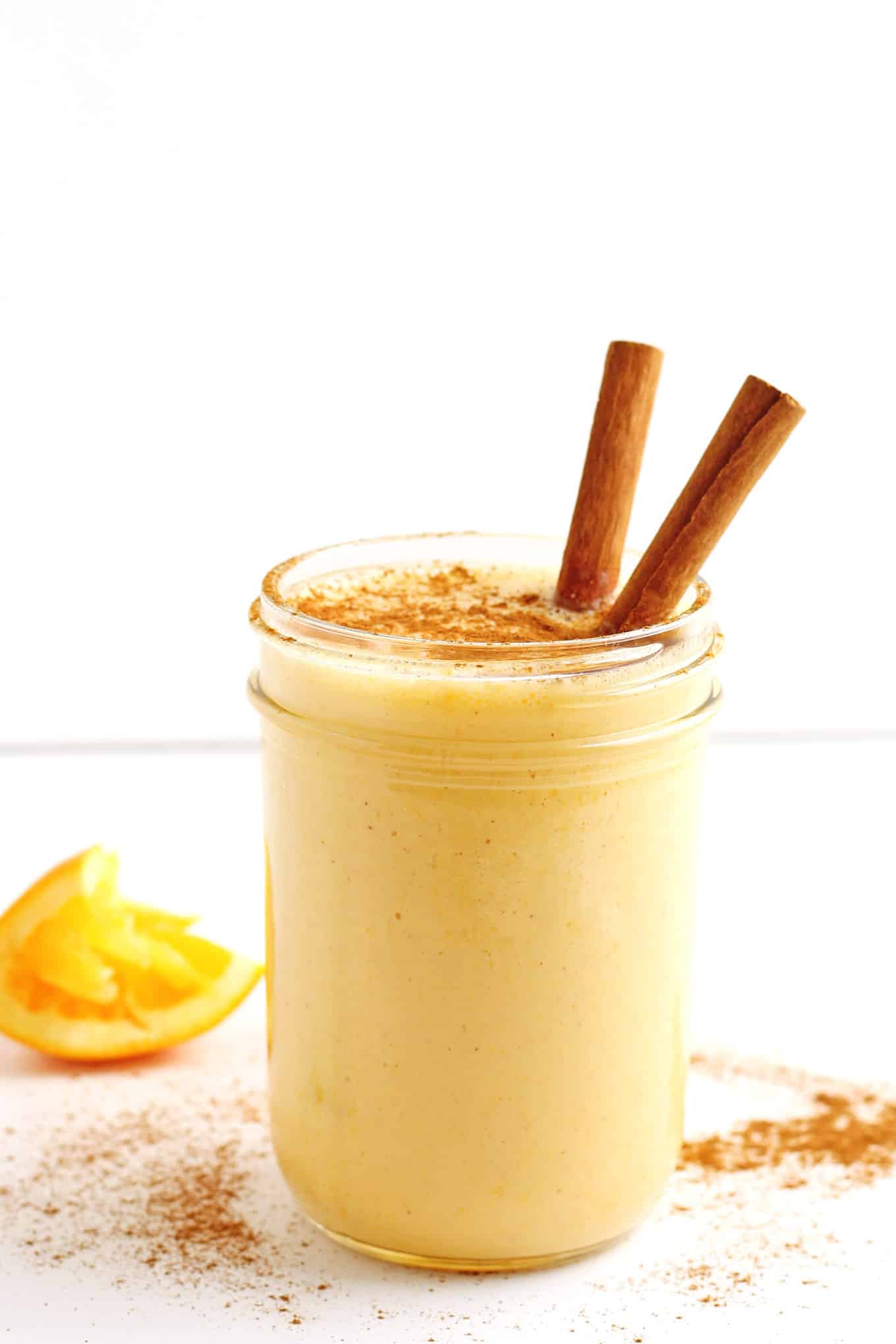 Yogurt orange smoothie with vanilla and cinnamon